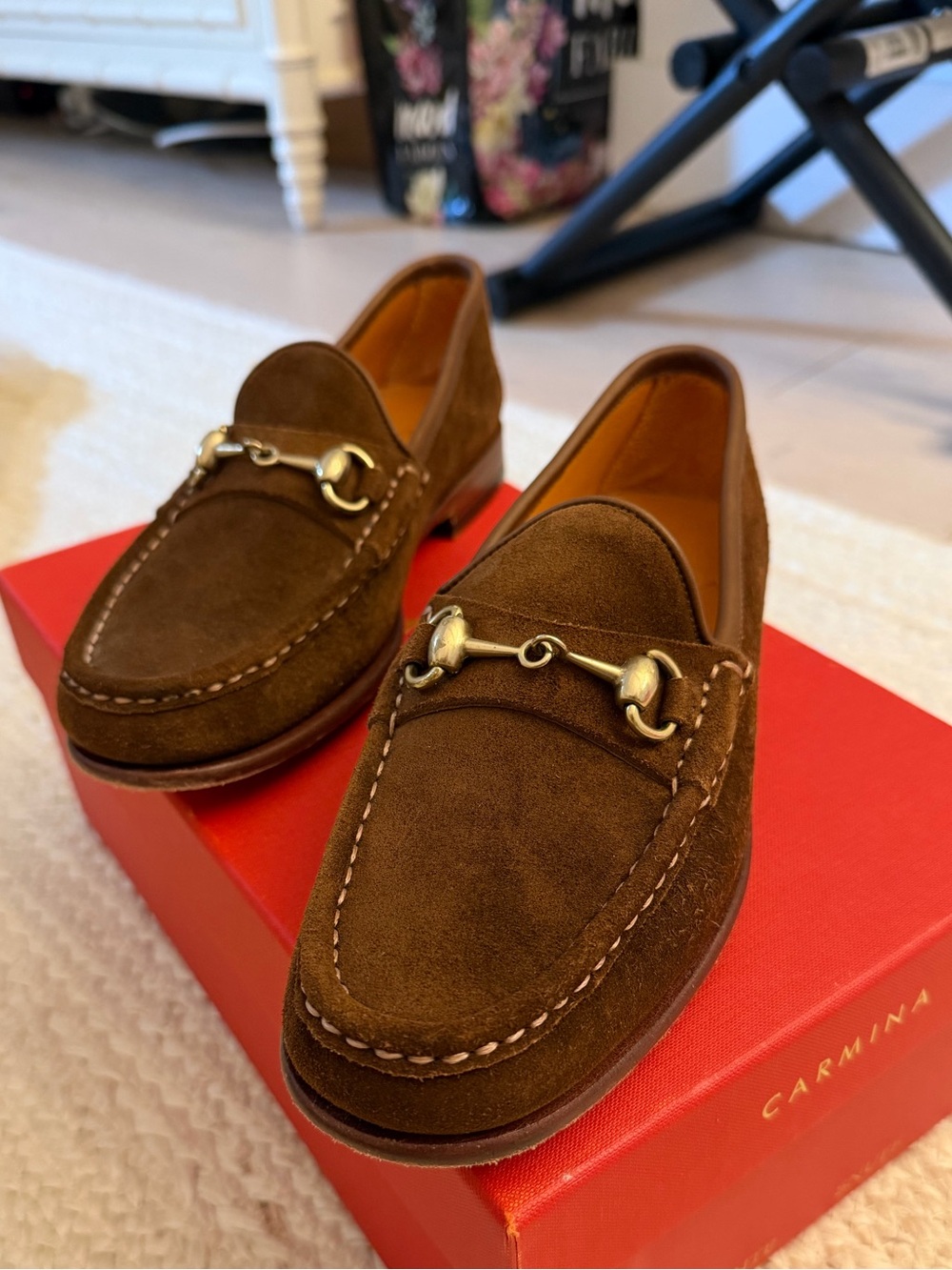 Carmina Womens Suede Horsebit Loafers
